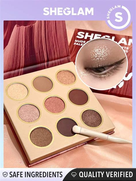 SHEGLAM Nude Beginnings Palette 9 Clolor Matte Shimmer Eyeshadow Palette Natural Nude Brown Long