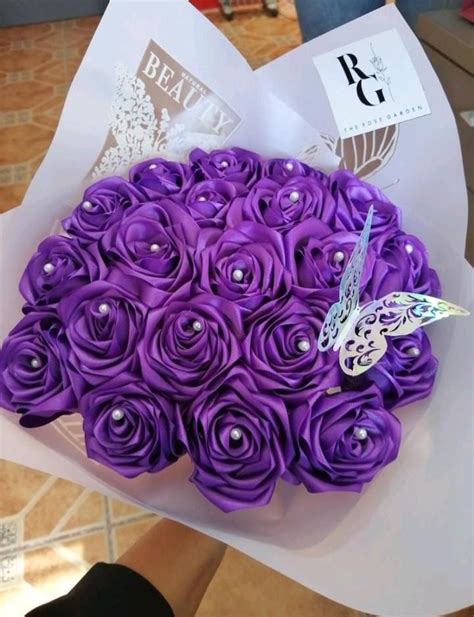 Flores Eternas Moradas 💜 Ramo De Cintas Hacer Flores Con Cintas Flores