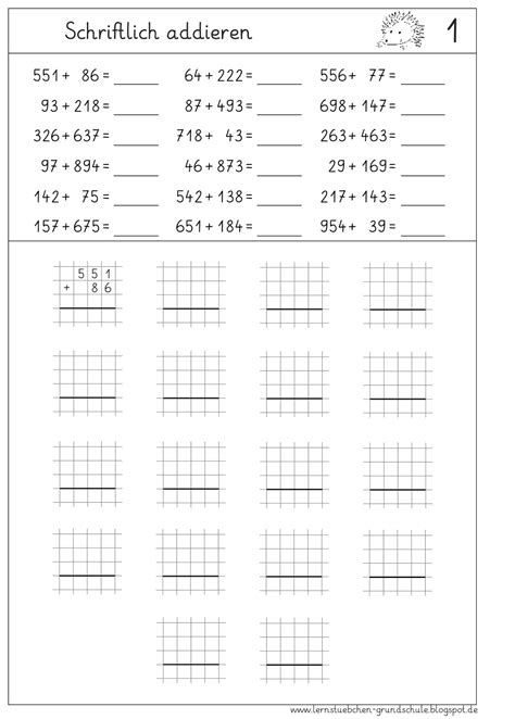 Lernstübchen schriftlich addieren 2