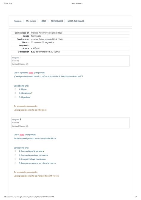 NM07 Actividad 3 Calificación 5 de un total de 5 100 Pregunta 1