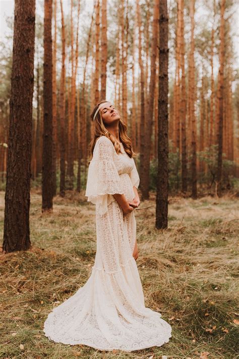 Sukienka Boho Damska Grace Koronkowa Sukienka W Stylu Vintage Na Sesję