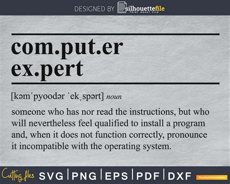 Computer Expert definition svg Printable file by Silhouette File