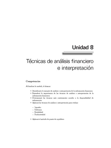 Técnicas De Análisis E Interpretación De Estados Financieros Pdf