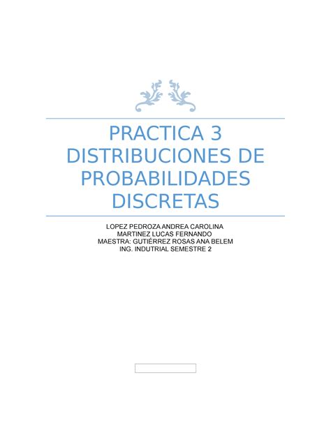 Reporte De Practica Probabilidad Distribuciones De Probabilidades