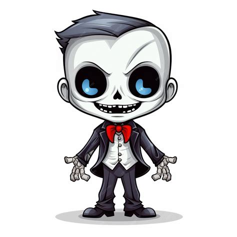 Premium AI Image | Cartoon Skeleton Vampire on White Background