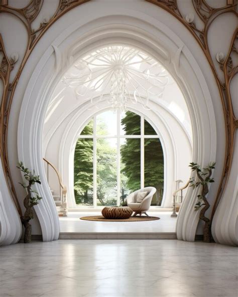 Premium AI Image | A room with a view of the trees and a large window ...