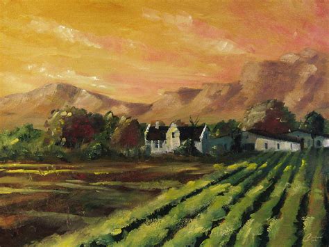 South African Vineyard Painting By Christopher Clark