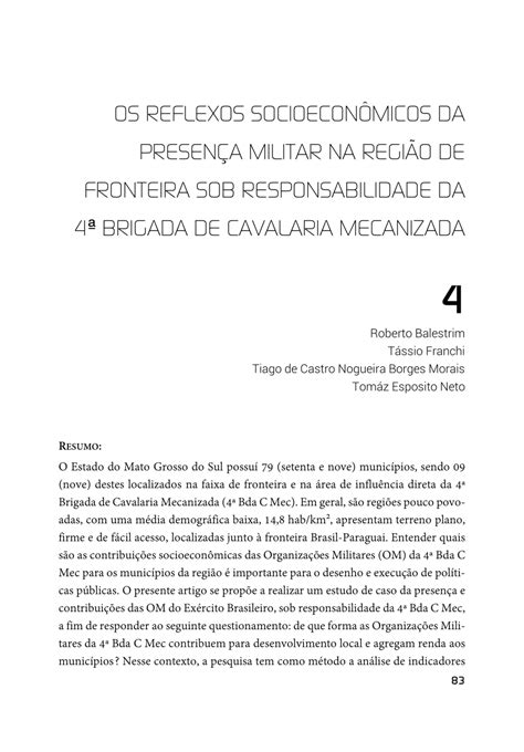 Pdf Os Reflexos Socioecon Micos Da Presen A Militar Na Regi O De