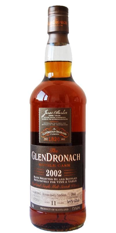 Glendronach 2002 Single Cask Oloroso Sherry Puncheon 2645 Vine Table