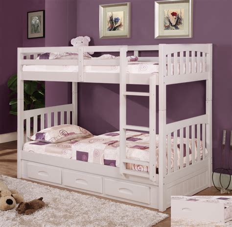 Discovery World Furniture Twin Over Twin White Mission Bunk Bed Kfs