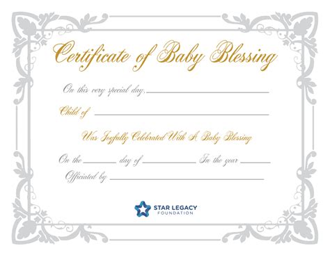 Certificate of Baby Blessing – Star Legacy — Store