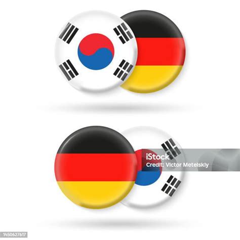 Ilustración De Corea Del Sur Y Alemania Rodean Banderas Icono 3d