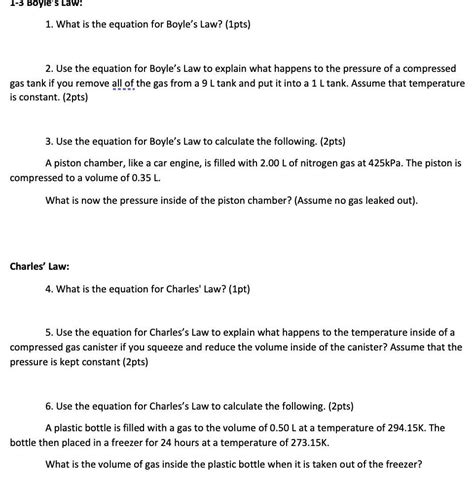 [ANSWERED] 1 3 Boyle s Law 1 What is the equation for Boyle s Law 1pts - Kunduz