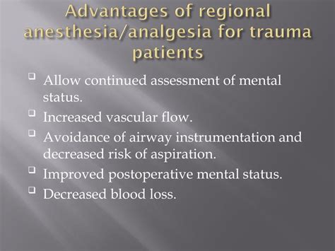 Ppt Regional Anesthesia For Trauma Patients Dalia Fahmy Md