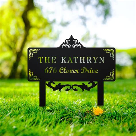 Custom Metal Yard Sign Stake Personalized Address Sign House Etsy