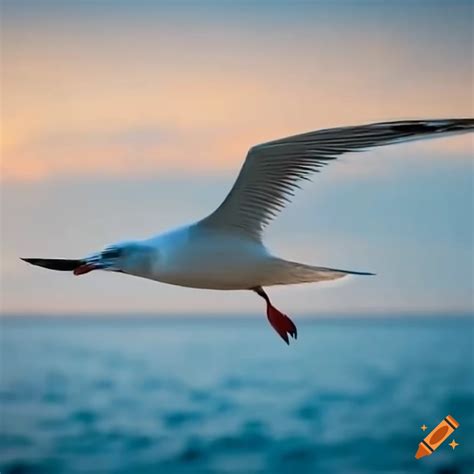 Imagen De Una Gaviota Volando Sobre El Mar On Craiyon