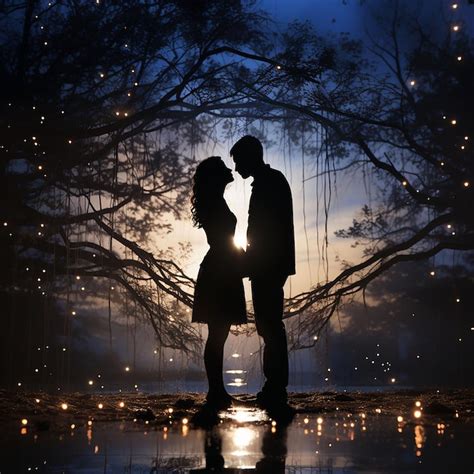 Premium Photo A Couple Sharing A Passionate Kiss Under The Glowing