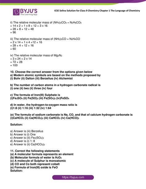 Selina Solutions Class Concise Chemistry Chapter The Language