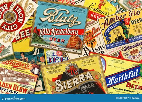 American Vintage Beer Labels Editorial Photography Image 59879757