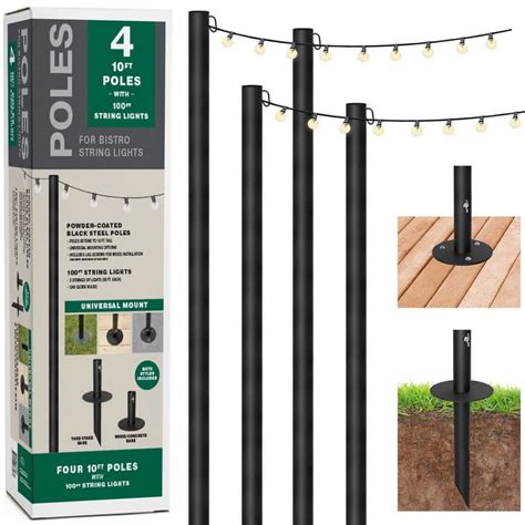 Excello Global Products Four Ft Outdoor String Light Poles With