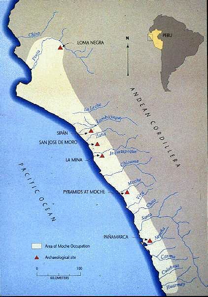 Map Of The Moche Civilization Showing The Locations Of Major Sites Such