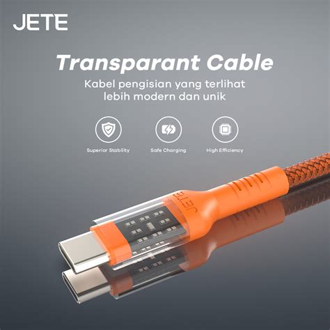 Jual Kabel Data Type C To Type C JETE CX11 Series 65W