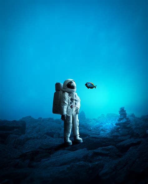 Download wallpaper 1920x2400 astronaut, underwater, fish, art hd background