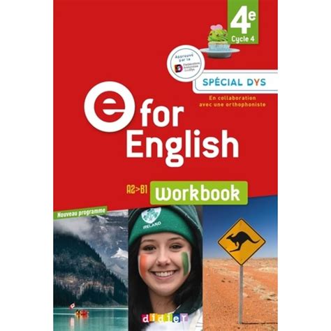 ANGLAIS 4E CYCLE 4 E FOR ENGLISH WORKBOOK EDITION 2017 ADAPTE AUX