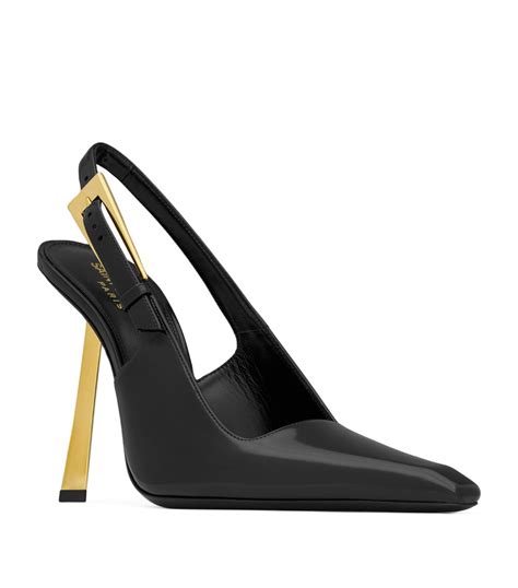 Womens Saint Laurent Black Leather Lee Slingback Pumps 110 Harrods UK