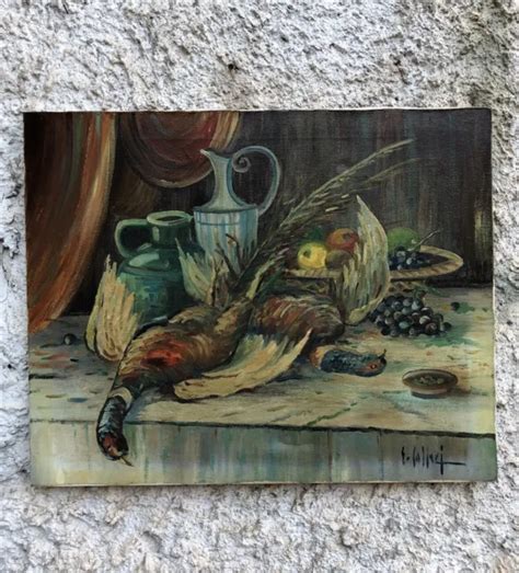 QUADRO VINTAGE NATURA Morta Dipinto A Olio Su Tela EUR 45 00