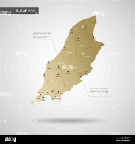 Vector estilizados Mapa de Isla de Man Infografía 3d oro ilustración