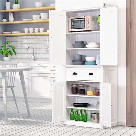 Homcom Freestanding Kitchen Storage Cabinet W Drawers Cupboards