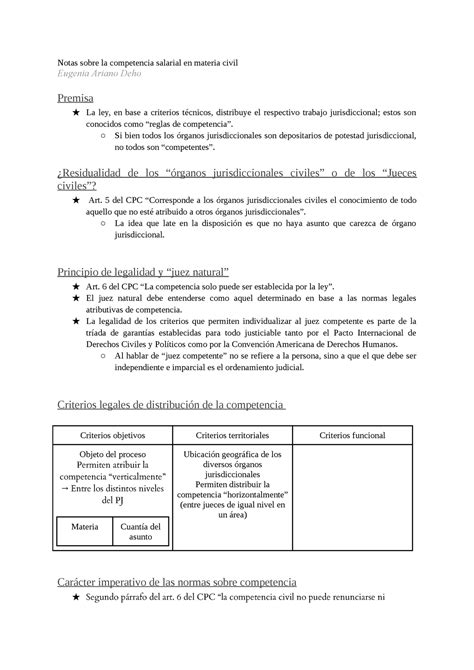 Copy Of Competencia En Material Civil Anto Y Mica Notas Sobre La