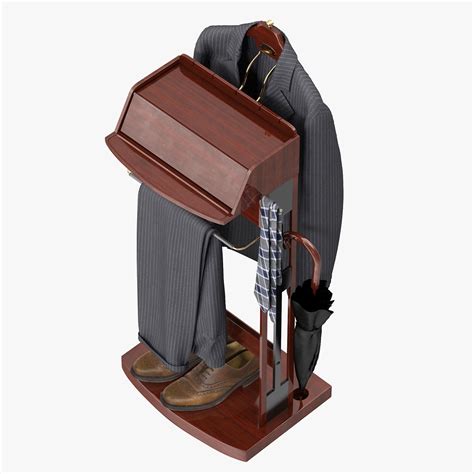 Mens Suit Brown Wood Valet Stand 3D model | CGTrader