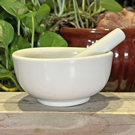 Large White Ceramic Mortar & Pestle — Green Witch Vintage & Handmade