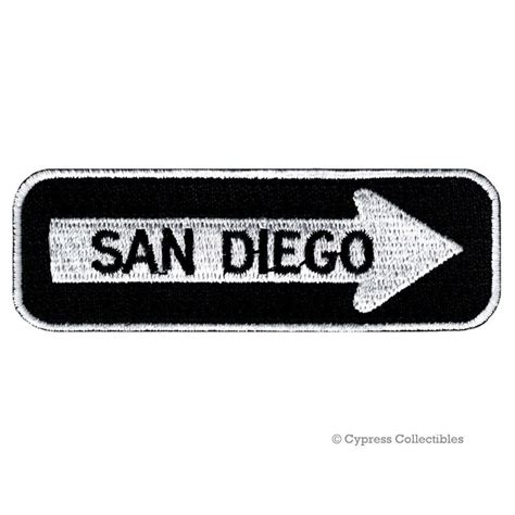 San Diego Road Sign Patch Embroidered Iron On Applique One Way Highway