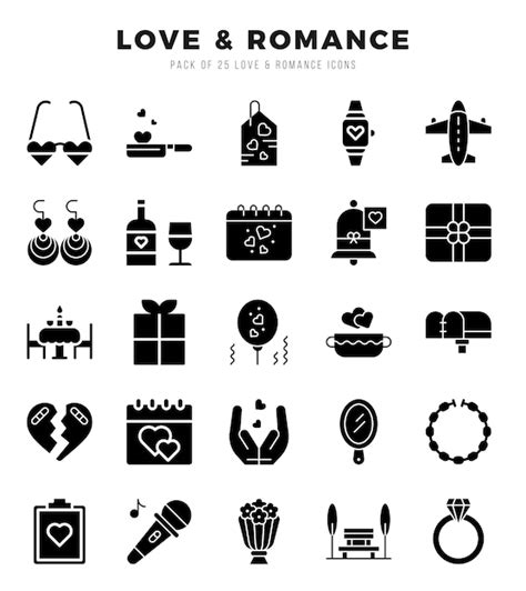 Premium Vector Icons Set Love Romance For Web App Vector Illustration