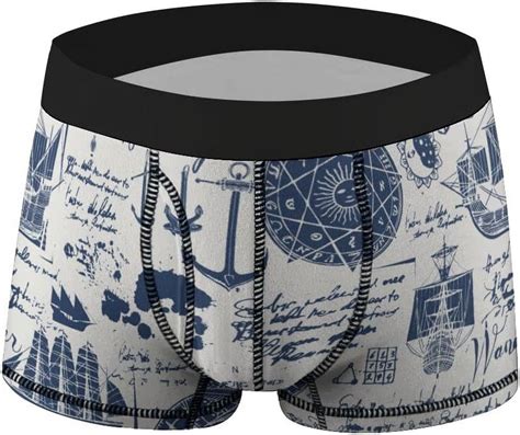 Hyjoy Mens Boxer Briefs Trunks Underwear 1 Pack Manuscript Nautical