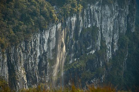 Beautiful View Of Waterfall Illuminated By Sunlight At Fortaleza Canyon ...