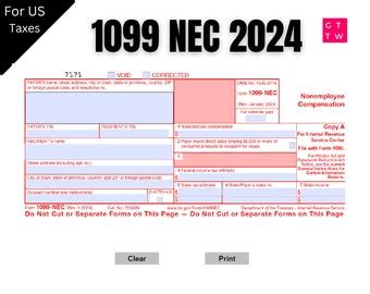 Irs Pdf Fillable Template With Print And Clear Buttons