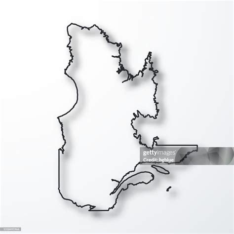 Quebec Map Black Outline With Shadow On White Background High Res