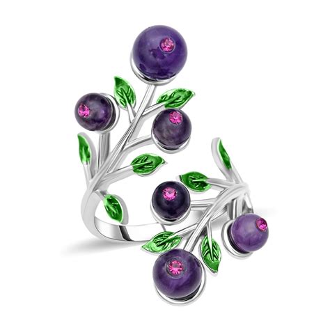 Afrikanischer Amethyst und lila Kristall Ring Messing Größe 16 50 ca