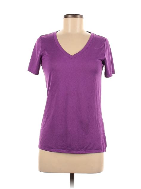 Nike 100 Polyester Solid Purple Short Sleeve T Shirt Size M 83 Off