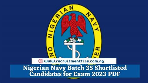 Nigerian Navy Batch Shortlisted Candidates For Exam Pdf