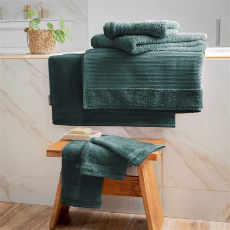 Serviette De Bain Coton Bio X Cm M Line Vert Meraude Linge