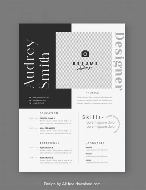 Minimalist Cv Template Elegant Contrast Vectors Images Graphic Art