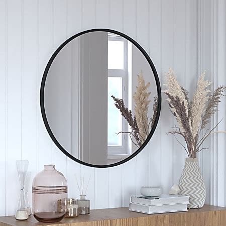 Flash Furniture Julianne Round Metal Framed Wall Mirror 30 H X 30 W X