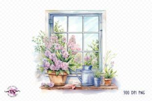 Watercolor Spring Windows Clipart Graphic By Bee Design Creative Fabrica