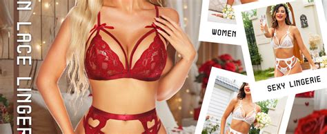 Evelife Women Lace Lingerie Set With Garter Belt Pieces Sexy Lace Bra And Panties Set Strappy