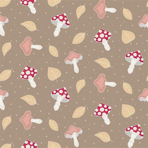 Premium Vector Seamless Pattern With Mushrooms And Leaves